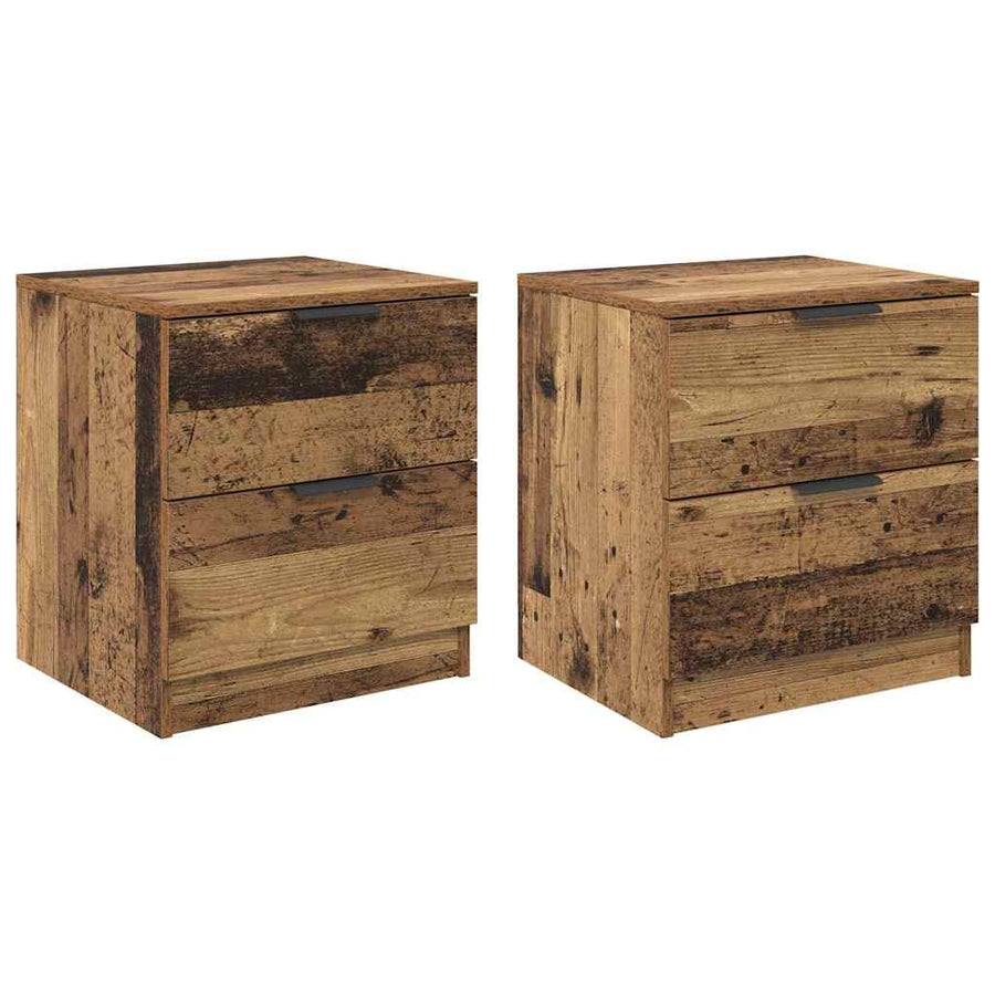 Nachtkastje met lade 2 pcs Oudhout 45 x 39 x 50cm Bewerkt hout