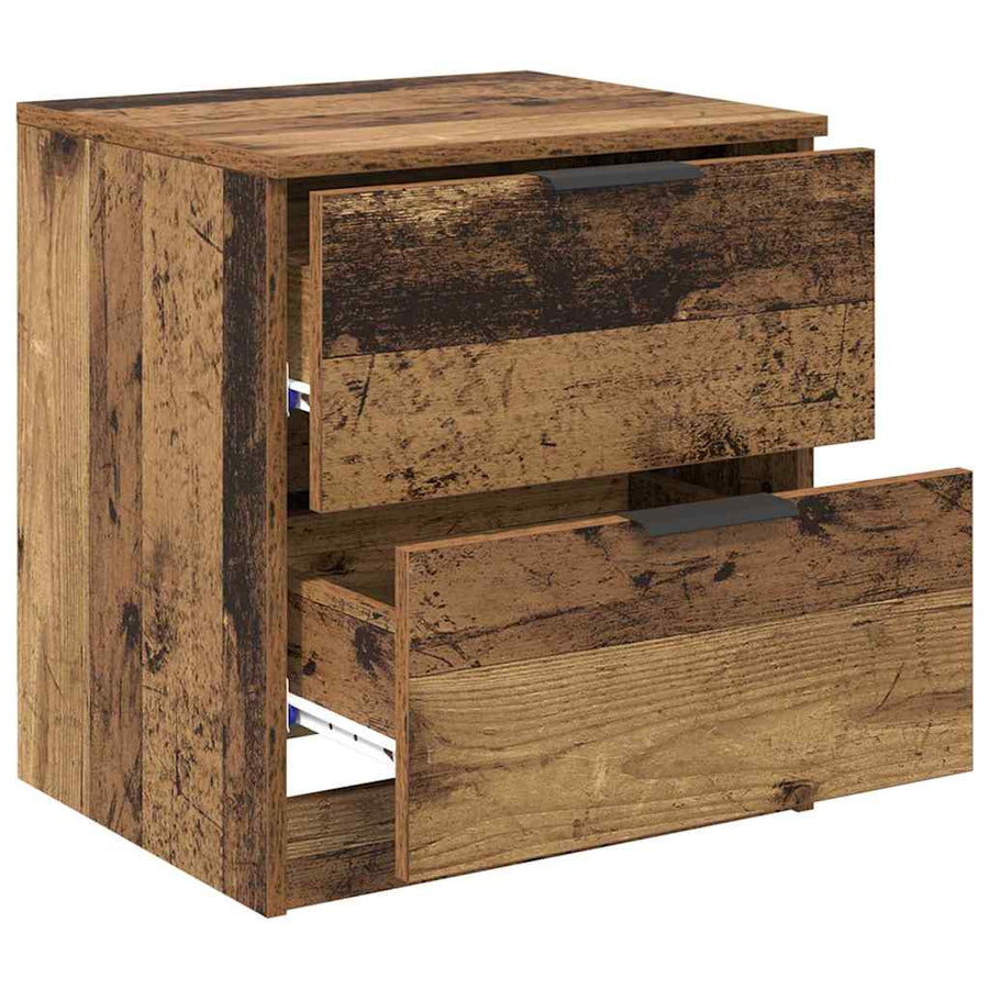 Nachtkastje met lade 2 pcs Oudhout 45 x 39 x 50cm Bewerkt hout