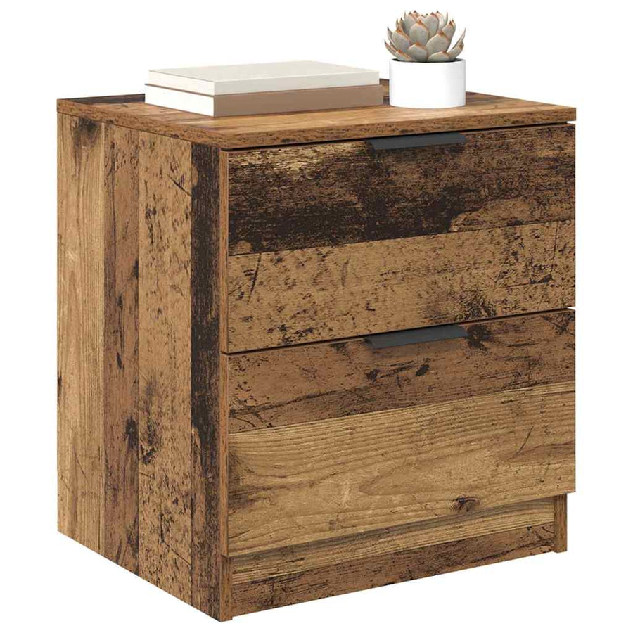 Nachtkastje met lade 2 pcs Oudhout 45 x 39 x 50cm Bewerkt hout