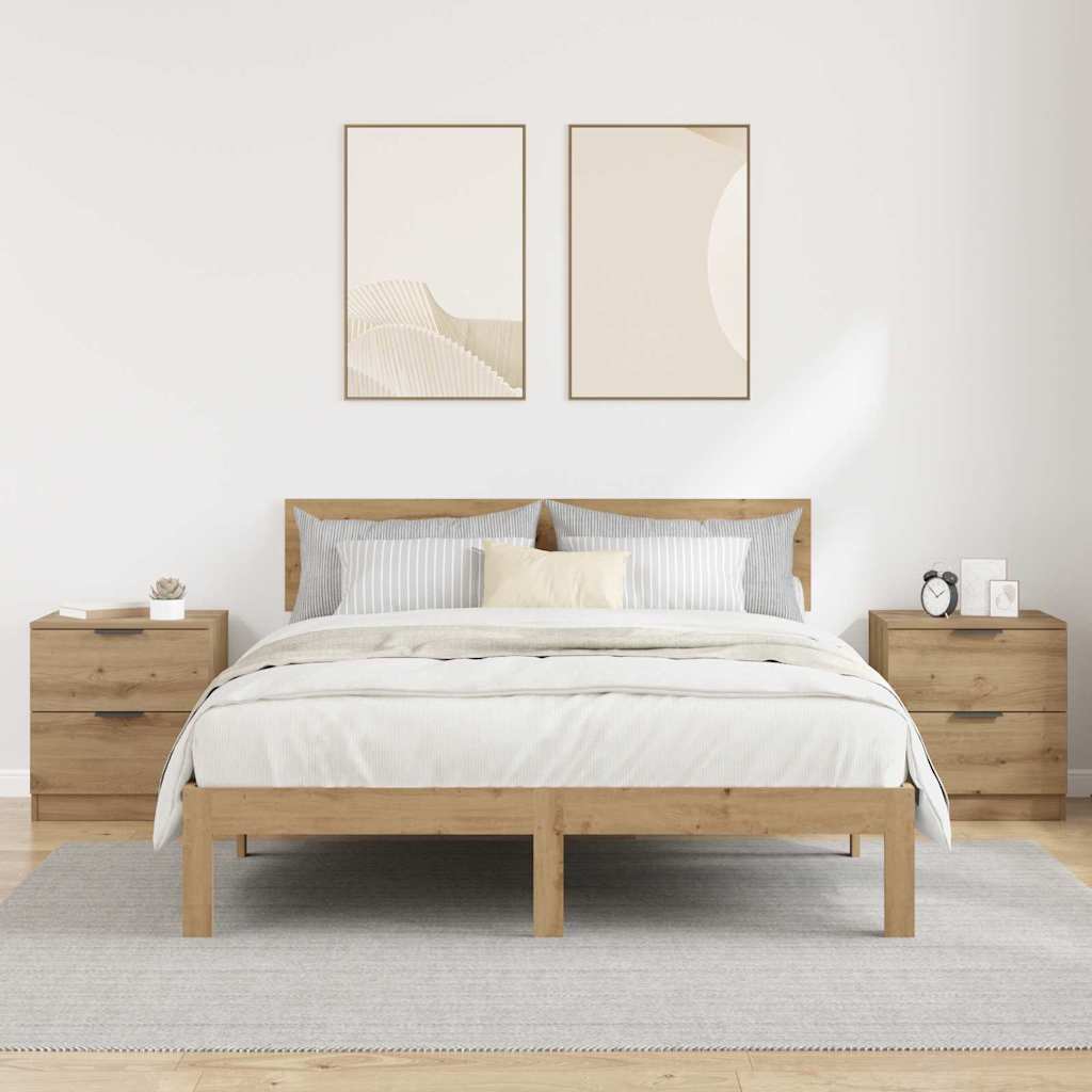 Nachtkastje 2 pcs Artisan Eiken 45 x 39 x 50cm Bewerkt hout