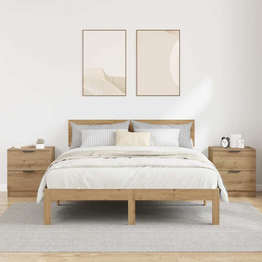 Nachtkastje 2 pcs Artisan Eiken 45 x 39 x 50cm Bewerkt hout