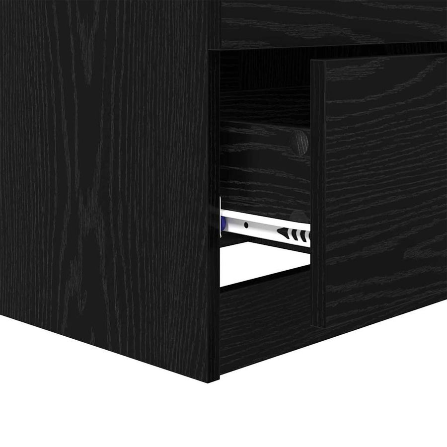 Nachtkastje 2 pcs Zwart Eiken 45 x 39 x 50cm Bewerkt hout