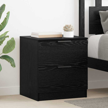 Nachtkastje 2 pcs Zwart Eiken 45 x 39 x 50cm Bewerkt hout