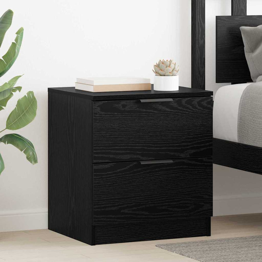 Nachtkastje 2 pcs Zwart Eiken 45 x 39 x 50cm Bewerkt hout