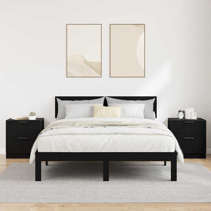 Nachtkastje 2 pcs Zwart Eiken 45 x 39 x 50cm Bewerkt hout