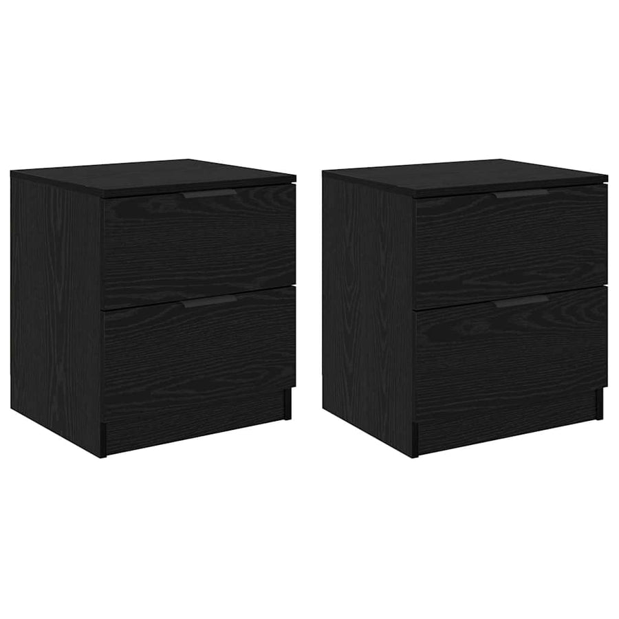 Nachtkastje 2 pcs Zwart Eiken 45 x 39 x 50cm Bewerkt hout