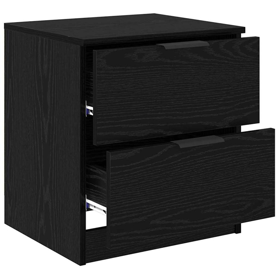Nachtkastje 2 pcs Zwart Eiken 45 x 39 x 50cm Bewerkt hout