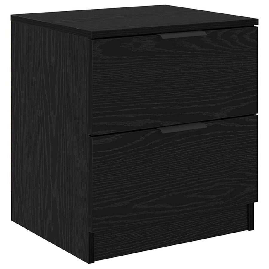 Nachtkastje 2 pcs Zwart Eiken 45 x 39 x 50cm Bewerkt hout