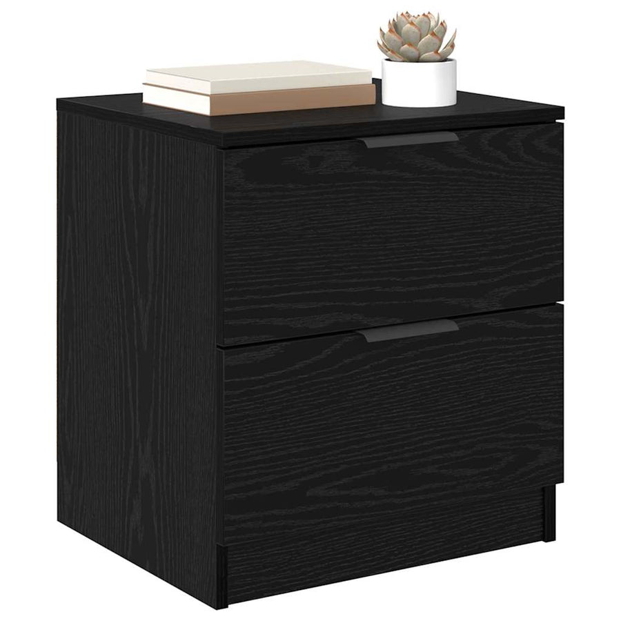 Nachtkastje 2 pcs Zwart Eiken 45 x 39 x 50cm Bewerkt hout