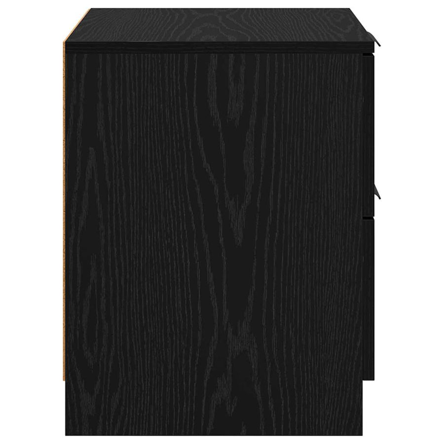 Nachtkastje 2 pcs Zwart Eiken 45 x 39 x 50cm Bewerkt hout