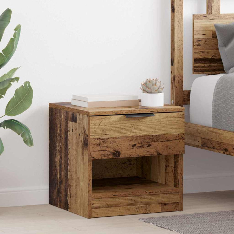 Bed kast met lade 2 pcs Oudhout 40 x 39 x 40cm Bewerkt hout