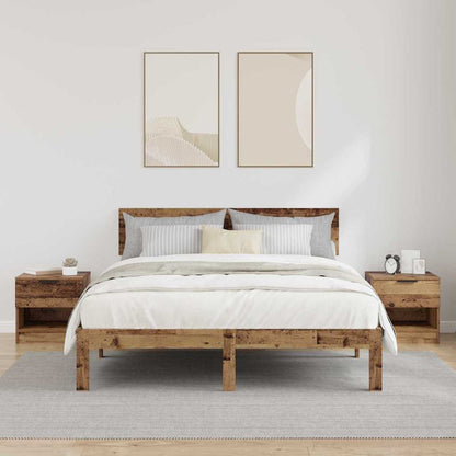 Bed kast met lade 2 pcs Oudhout 40 x 39 x 40cm Bewerkt hout