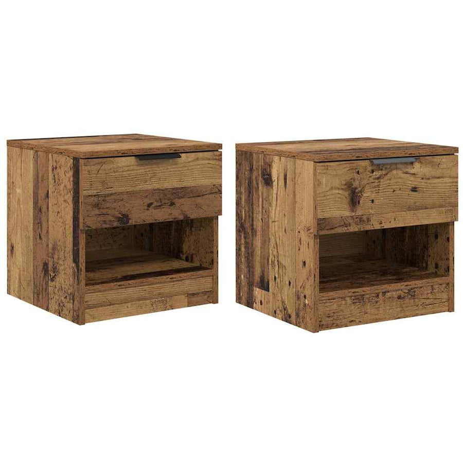 Bed kast met lade 2 pcs Oudhout 40 x 39 x 40cm Bewerkt hout