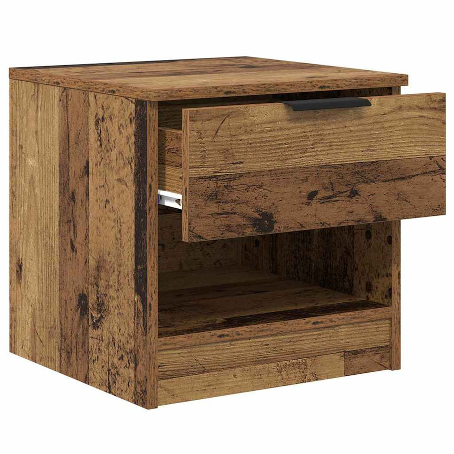 Bed kast met lade 2 pcs Oudhout 40 x 39 x 40cm Bewerkt hout