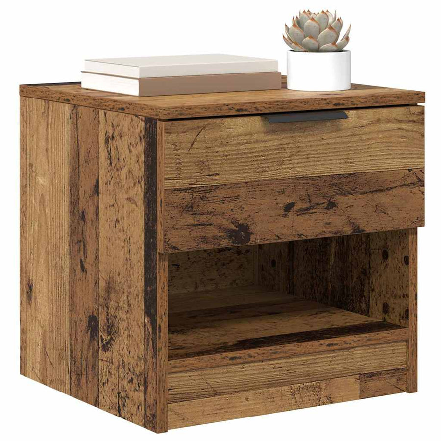 Bed kast met lade 2 pcs Oudhout 40 x 39 x 40cm Bewerkt hout