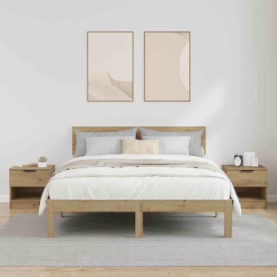 Bed kast 2 pcs Artisan Eiken 40 x 39 x 40cm Bewerkt hout