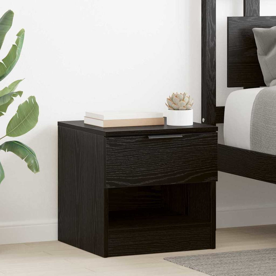 Bed kast met lade 2 pcs Zwart Eiken 40 x 39 x 40cm Bewerkt hout