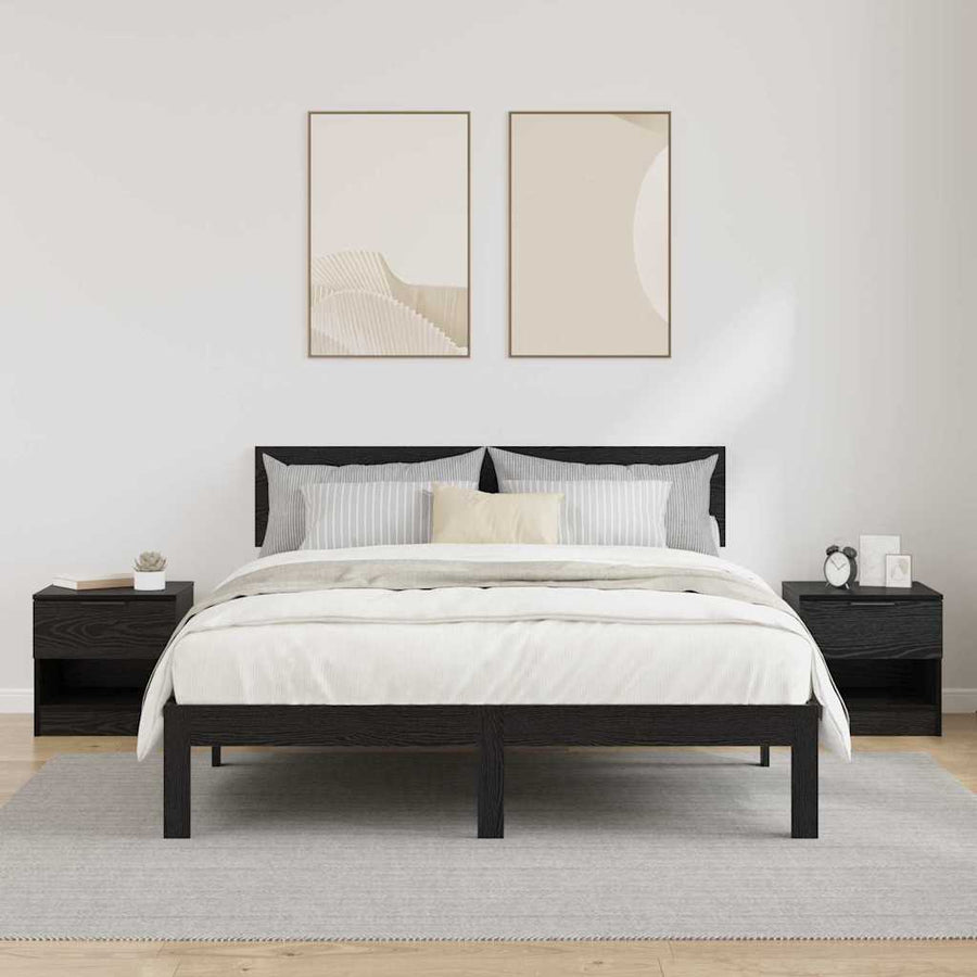 Bed kast met lade 2 pcs Zwart Eiken 40 x 39 x 40cm Bewerkt hout