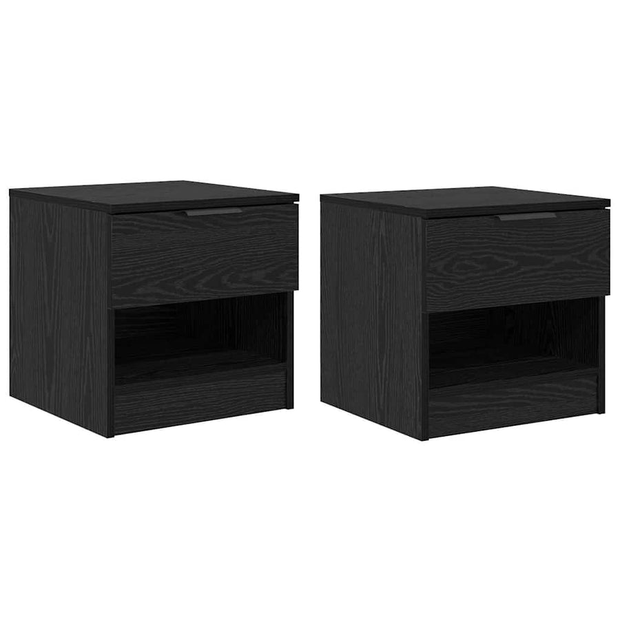 Bed kast met lade 2 pcs Zwart Eiken 40 x 39 x 40cm Bewerkt hout
