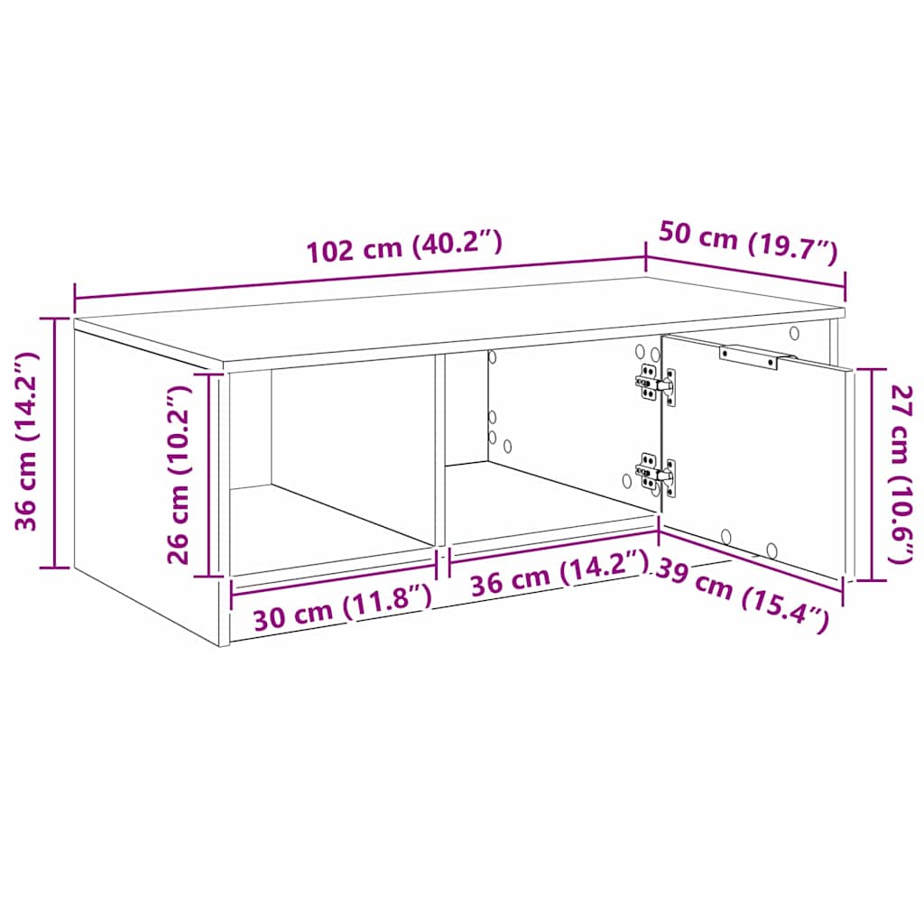 Salontafel Oud hout 100 x 50 x 36 cm Bewerkt hout