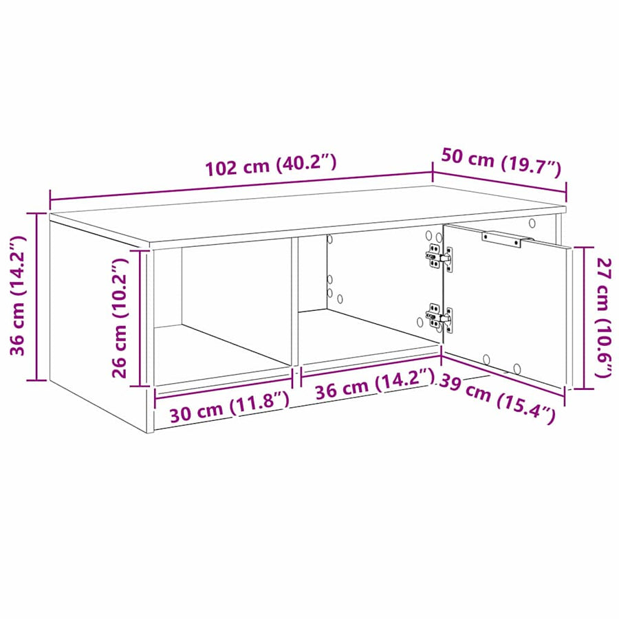 Salontafel Oud hout 100 x 50 x 36 cm Bewerkt hout