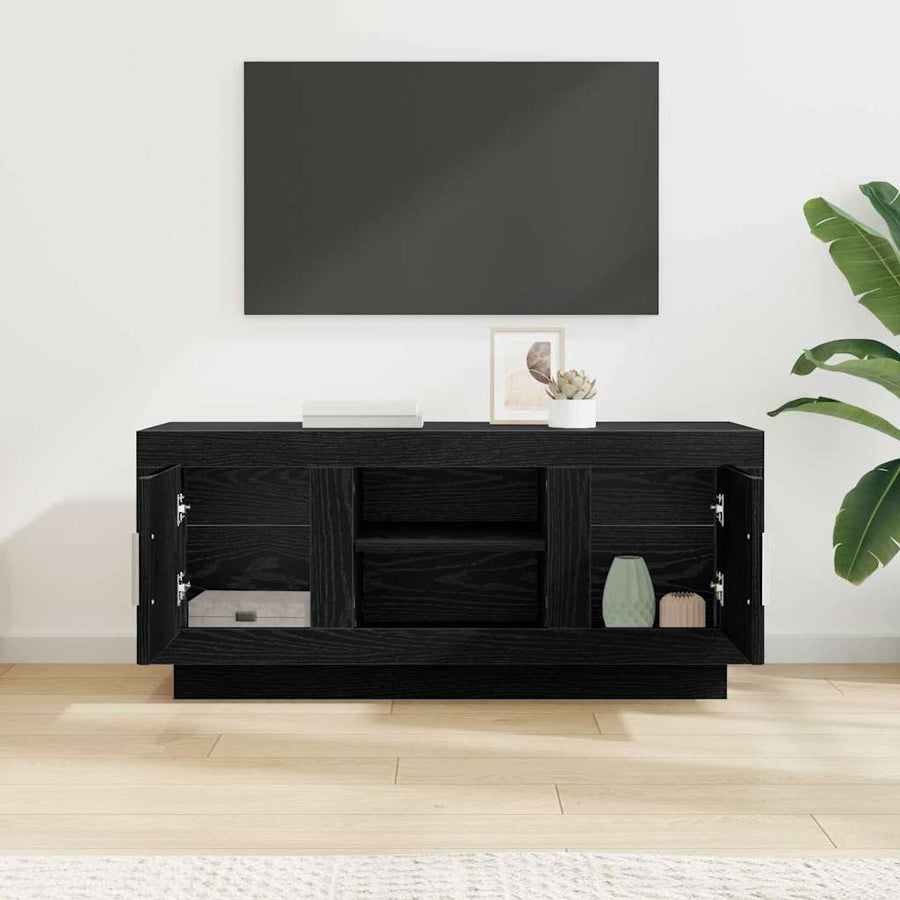 TV-kast Zwart Eiken 102 x 35 x 45 cm Bewerkt hout