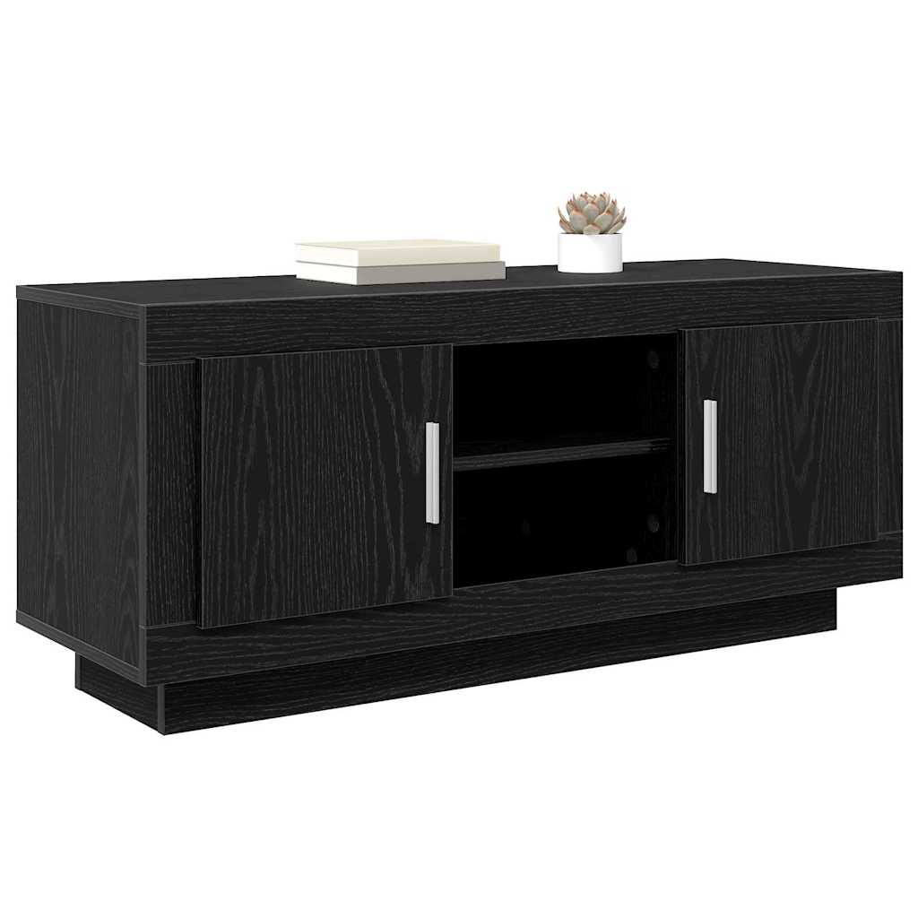 TV-kast Zwart Eiken 102 x 35 x 45 cm Bewerkt hout