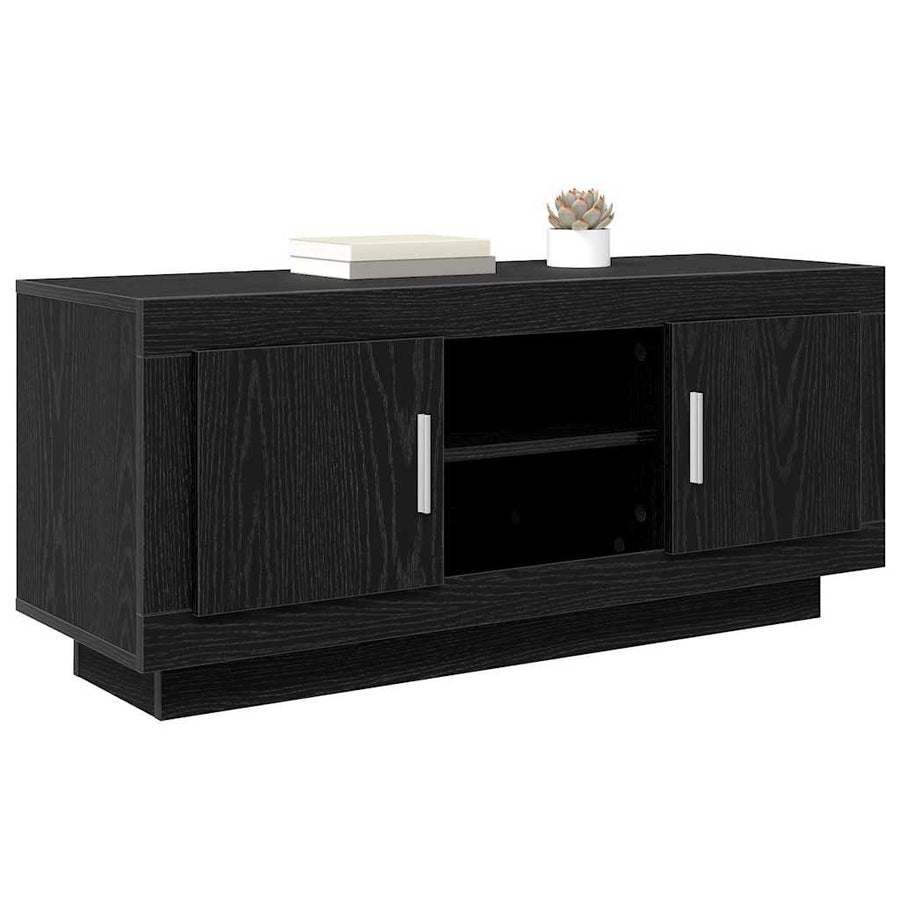 TV-kast Zwart Eiken 102 x 35 x 45 cm Bewerkt hout