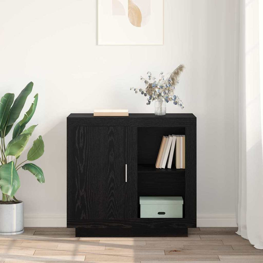 Dressoir Zwart Eiken 80 x 40 x 75 cm Bewerkt hout