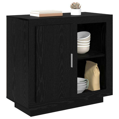 Dressoir Zwart Eiken 80 x 40 x 75 cm Bewerkt hout