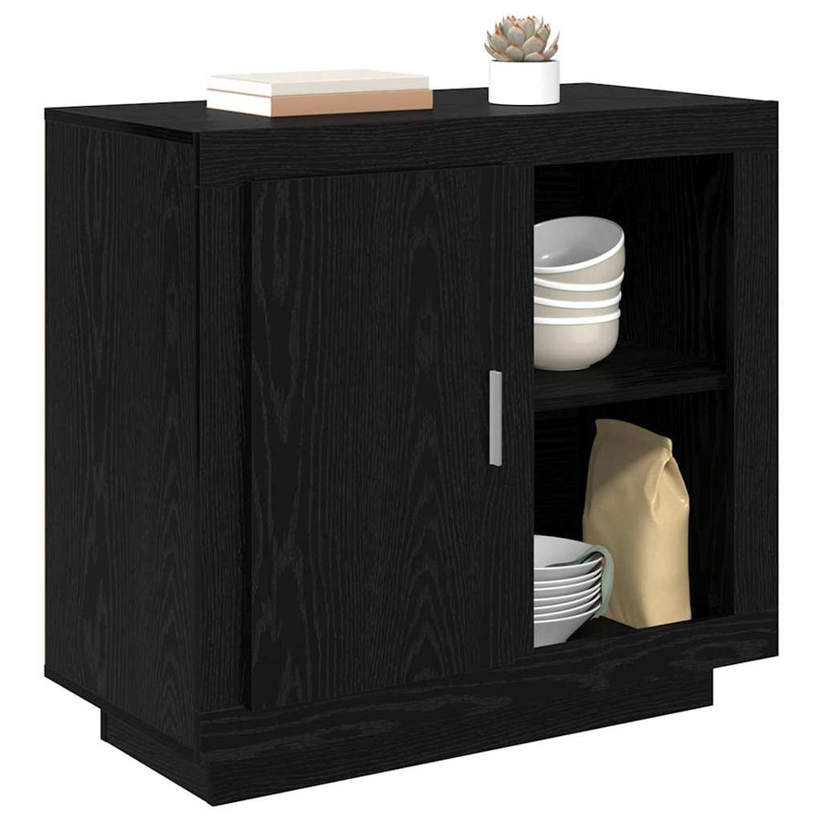 Dressoir Zwart Eiken 80 x 40 x 75 cm Bewerkt hout