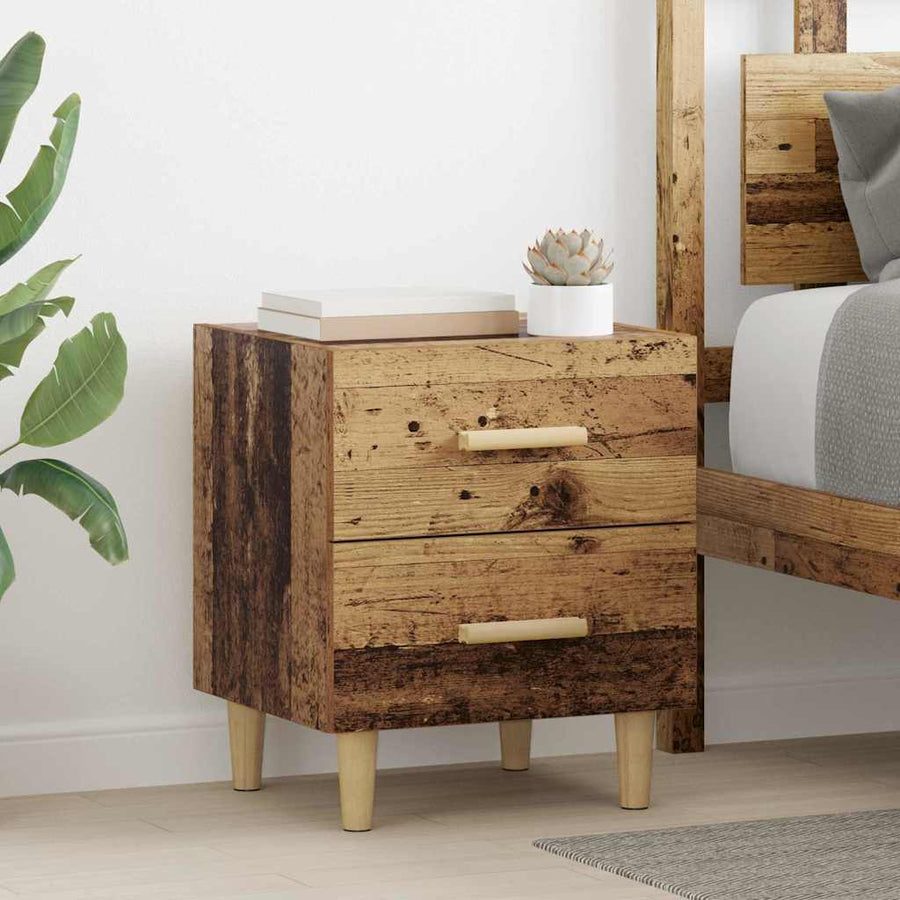 Bedkast met lade Oud hout 40 x 35 x 47,5 cm Bewerkt hout