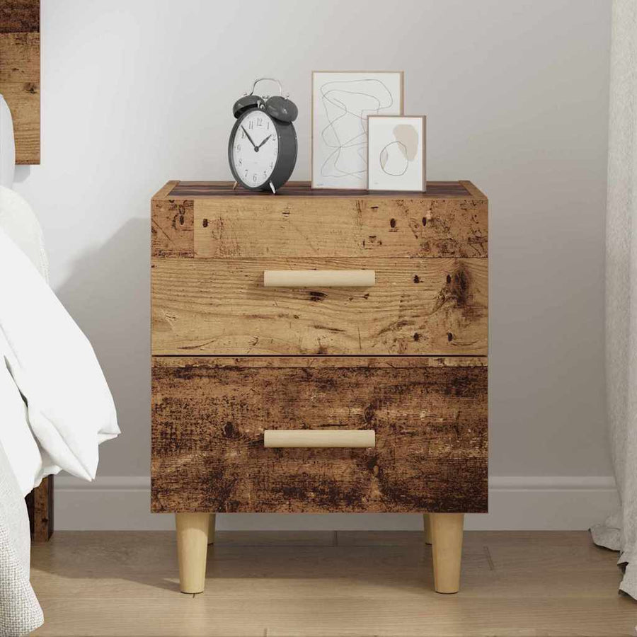 Bedkast met lade Oud hout 40 x 35 x 47,5 cm Bewerkt hout