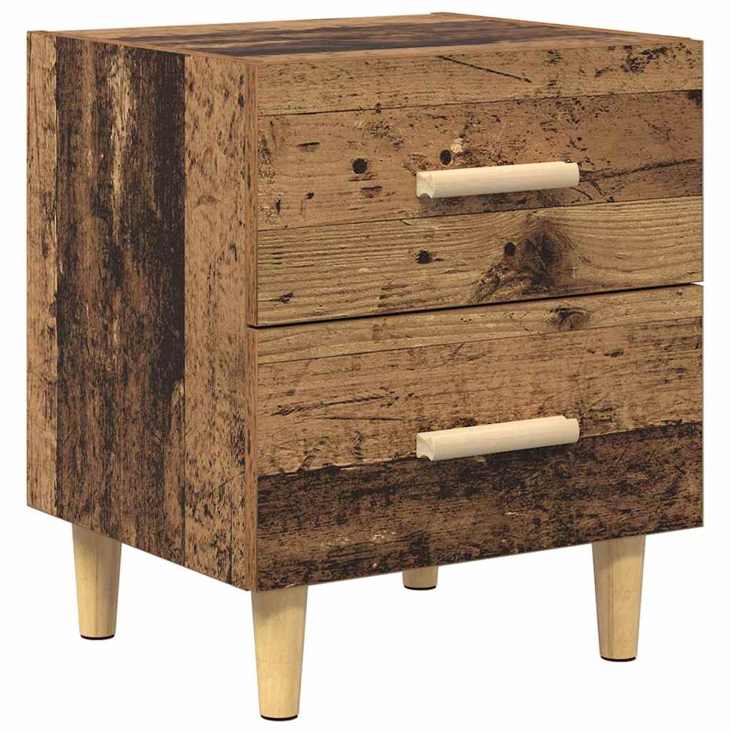 Bedkast met lade Oud hout 40 x 35 x 47,5 cm Bewerkt hout