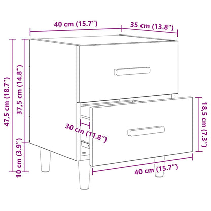 Bedkast met lade Oud hout 40 x 35 x 47,5 cm Bewerkt hout