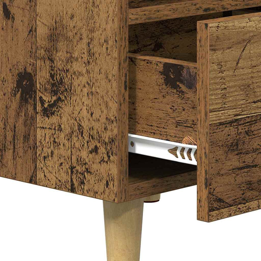 Bedkast met lade 2 pcs Oud hout 40 x 35 x 47,5 cm Bewerkt hout