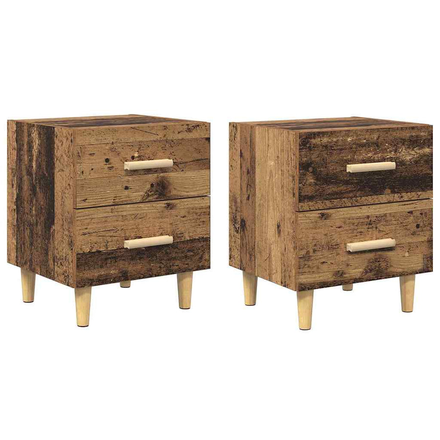 Bedkast met lade 2 pcs Oud hout 40 x 35 x 47,5 cm Bewerkt hout
