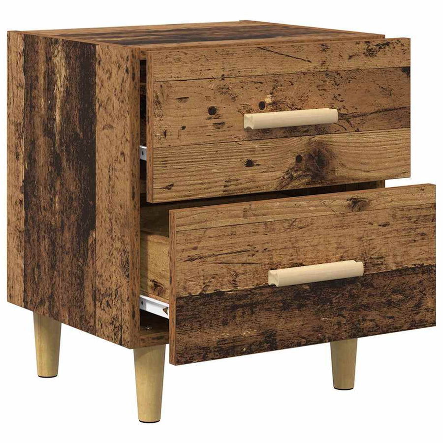 Bedkast met lade 2 pcs Oud hout 40 x 35 x 47,5 cm Bewerkt hout