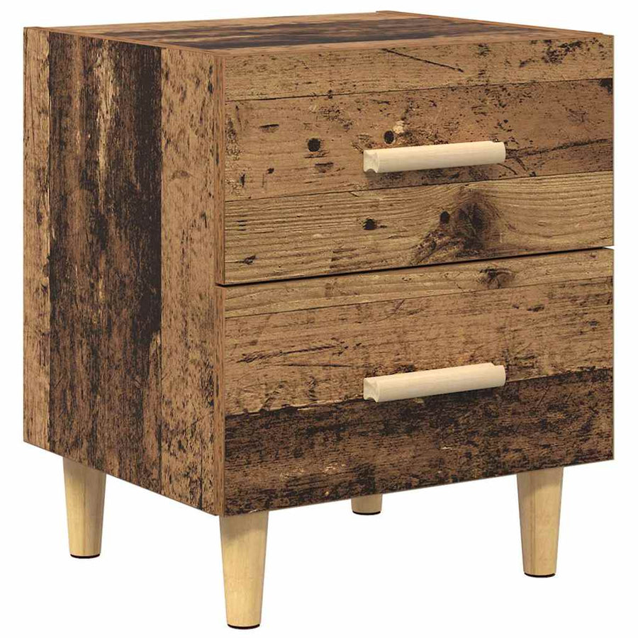 Bedkast met lade 2 pcs Oud hout 40 x 35 x 47,5 cm Bewerkt hout
