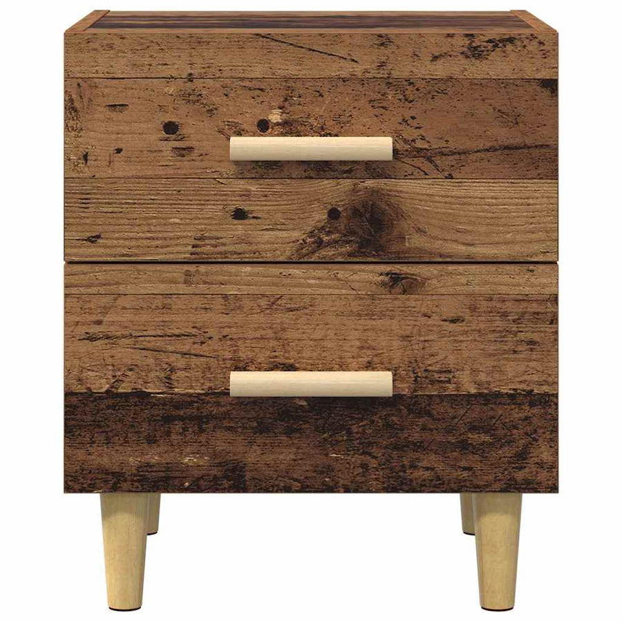Bedkast met lade 2 pcs Oud hout 40 x 35 x 47,5 cm Bewerkt hout