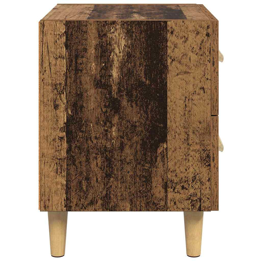 Bedkast met lade 2 pcs Oud hout 40 x 35 x 47,5 cm Bewerkt hout
