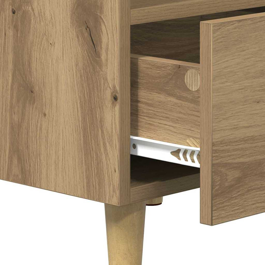 Bedkast artisanaal eikenkleurig 40 x 35 x 47,5 cm Bewerkt hout