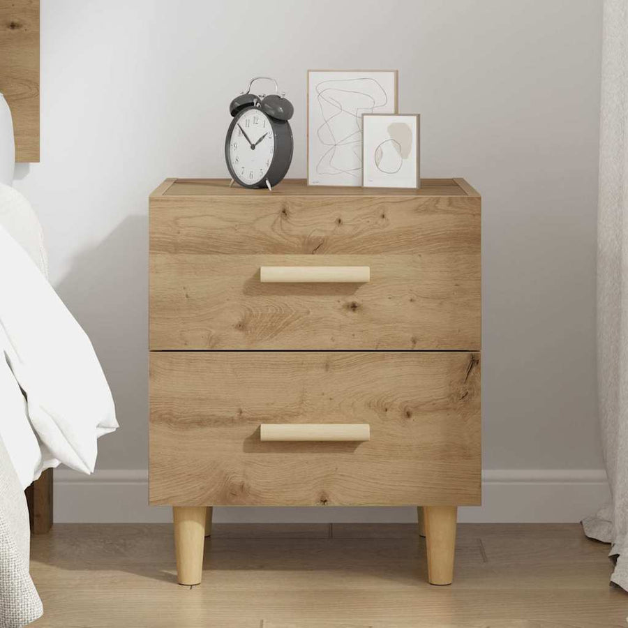 Bedkast artisanaal eikenkleurig 40 x 35 x 47,5 cm Bewerkt hout