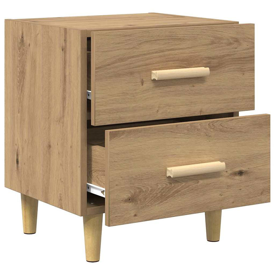 Bedkast artisanaal eikenkleurig 40 x 35 x 47,5 cm Bewerkt hout