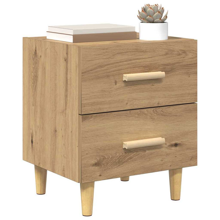 Bedkast artisanaal eikenkleurig 40 x 35 x 47,5 cm Bewerkt hout