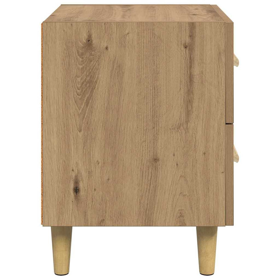 Bedkast artisanaal eikenkleurig 40 x 35 x 47,5 cm Bewerkt hout