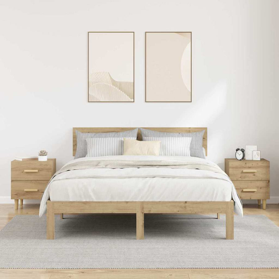 Bedkast 2 pcs artisanaal eikenkleurig 40 x 35 x 47,5 cm