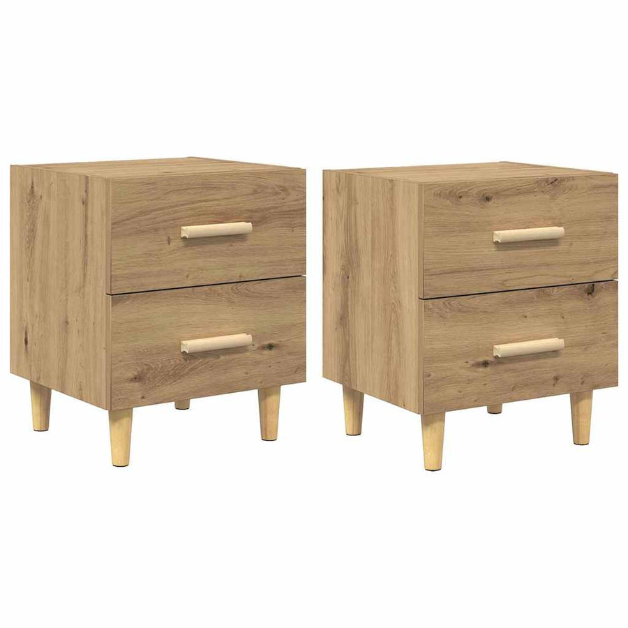 Bedkast 2 pcs artisanaal eikenkleurig 40 x 35 x 47,5 cm