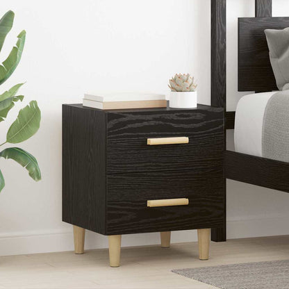 Bedkast met lade Zwart eiken 40 x 35 x 47,5 cm Bewerkt hout