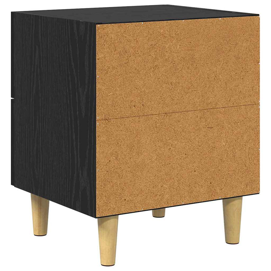 Bedkast met lade Zwart eiken 40 x 35 x 47,5 cm Bewerkt hout